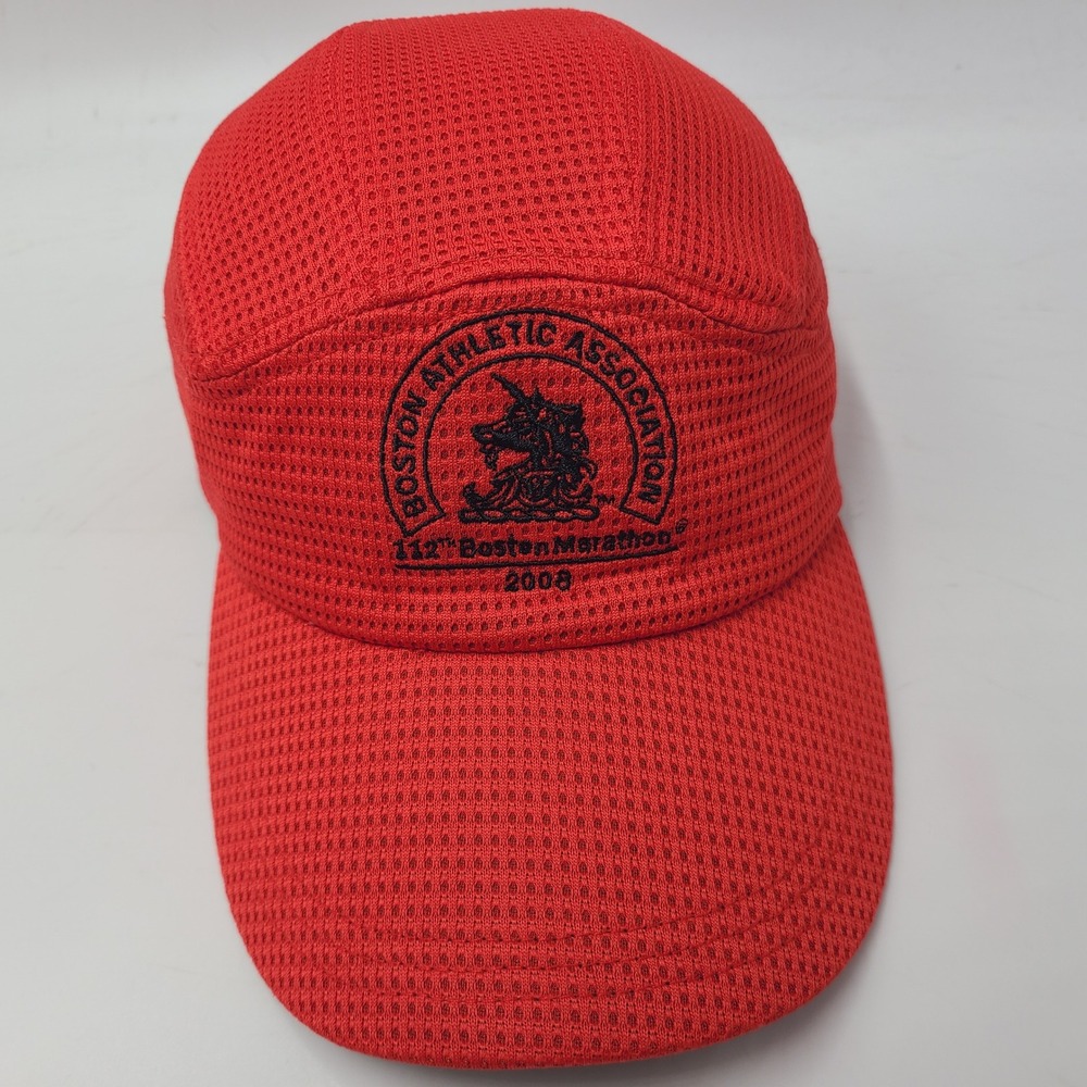 Vintage Boston Marathon Hat Adjustable Adidas Red Panel Mesh 2008 Running Men